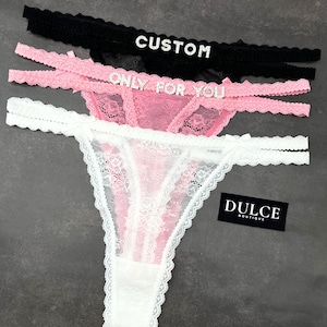 Custom Thong G-strings With Silver Charms Name, Personalised Thong With Name, Custom Thong, Anniversary Gift