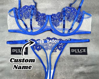 Tanga con nombre personalizado, Tanga con nombre personalizado, Tanga con nombre, Conjunto de lencería personalizado