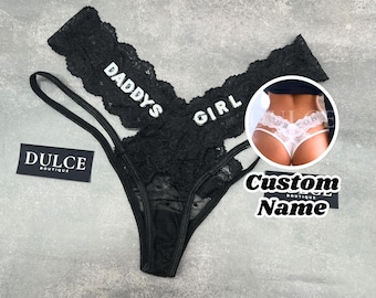 Custom Name Lace Thong, Personalised Name Thong, Custom Name Thong,Custom Thong