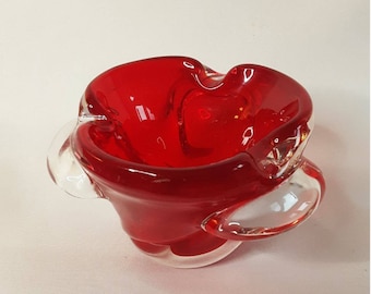 Vintage sommerso Murano Red Swirl Ashtray