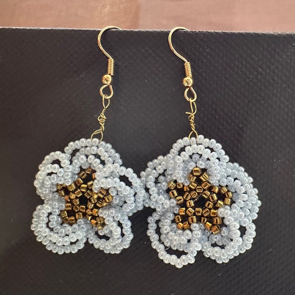 Handmade flower earrings. Glass bead earring. Handmade earring