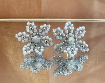 Glass seed beaded flower earrings. Handmade beaded snowflake earrings, multiple colours floral earrings. Snow flower earrings. Gift for her