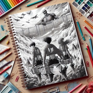Anime Aanval op Titan Kleurplaten Set - 100 PNG-afbeeldingen Kleurboek | Aanval op Titan Printbare kleurplaten gebaseerd op Aanval op Titan