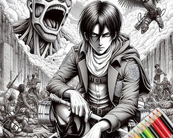 100 PNG Anime Attack on Titan Coloring Pages Bundle Digital Coloring Book  Attack on Titan Anime Art Attack on Titan Printable Coloring
