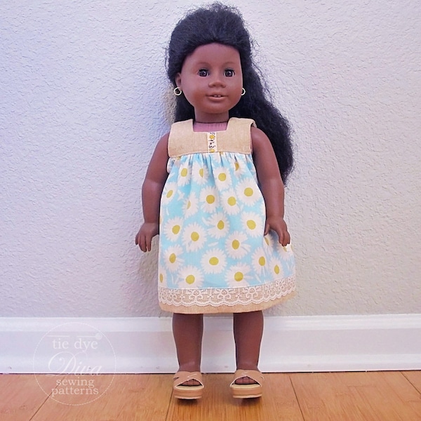 American Girl Doll Dress Sewing Pattern - Square Neck, Easy (Instant Download)