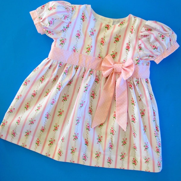 Baby Party Dress Sewing Pattern – Puff Sleeves, Sizes 0-24 Months (PDF Pattern)
