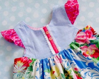 The Butterfly Dress - Flutter Sleeve Dress Sewing Pattern PDF - Girls 2 to 8