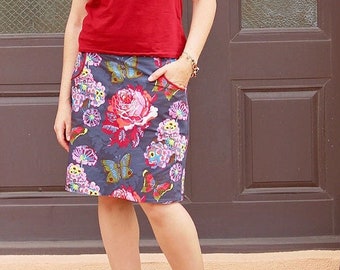 Easy Skirt Pattern for Women - A Line Skirt with Pockets - Downloadable PDF Sewing Pattern size 0 to 26