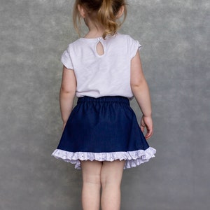 Girls Skirt Pattern 2 to 8 years, Easy to Sew Pull On Panel Skirt, downloadable sewing pattern image 3