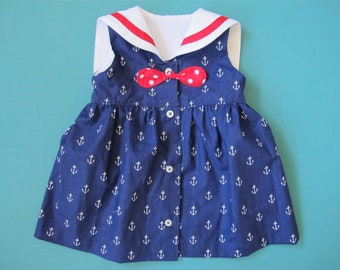 Baby Dress Pattern - Vintage Style with Sailor Collar - PDF Sewing Pattern 0 to 24 months