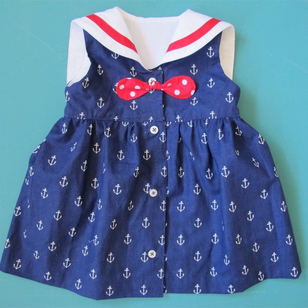 Baby Dress Pattern - Vintage Style with Sailor Collar - PDF Sewing Pattern 0 to 24 months