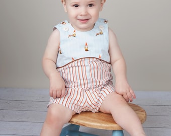 Baby Boy or Girl Romper Sewing Pattern with longall, shortall and bubble styles, PDF download 0 to 3 years