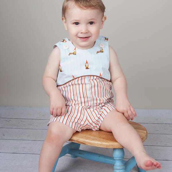 Baby Boy or Girl Romper Sewing Pattern with longall, shortall and bubble styles, PDF download 0 to 3 years