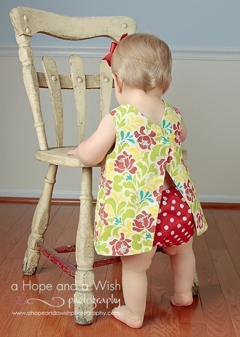 Baby Dress Pattern with Open Back, Easy Downloadable Sewing Pattern, Reversible Dress Pattern for Baby dress only image 2