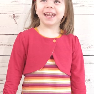 Girls Cardigan Cardi Shrug Bolero Sewing Pattern for Knit Fabric Printable PDF sizes 1 through 10 - downloadable and projector