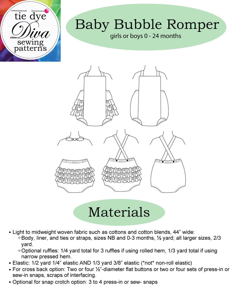 Baby Romper Pattern Easy to Sew Bubble Pattern for Babies Beginner Sewing Pattern PDF Download Girls and Boys image 7