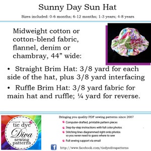 Sun Hat Pattern for baby, boy, girl, children, easy to sew, reversible for Instant Download Digital PDF Sewing Pattern image 7