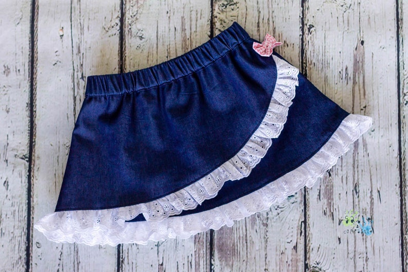 Girls Skirt Pattern 2 to 8 years, Easy to Sew Pull On Panel Skirt, downloadable sewing pattern image 1