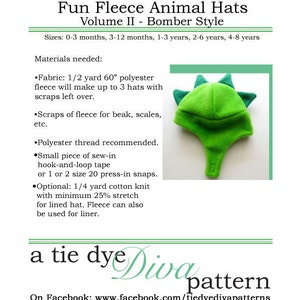 Chinstrap Fleece Hat Pattern for Kids Dinosaur, Bee and more Fleece Hat Sewing Pattern PDF image 5