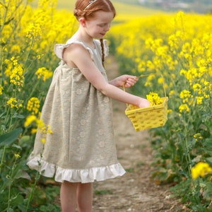 Patrón de vestido de niña con manga ondulada Patrón de costura PDF descargable para vestido de niña 1 a 10 años imagen 4