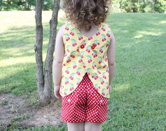 Girls Open Back Top Pattern - Downloadable PDF Pattern sizes 2 to 10 years - beginner sewing