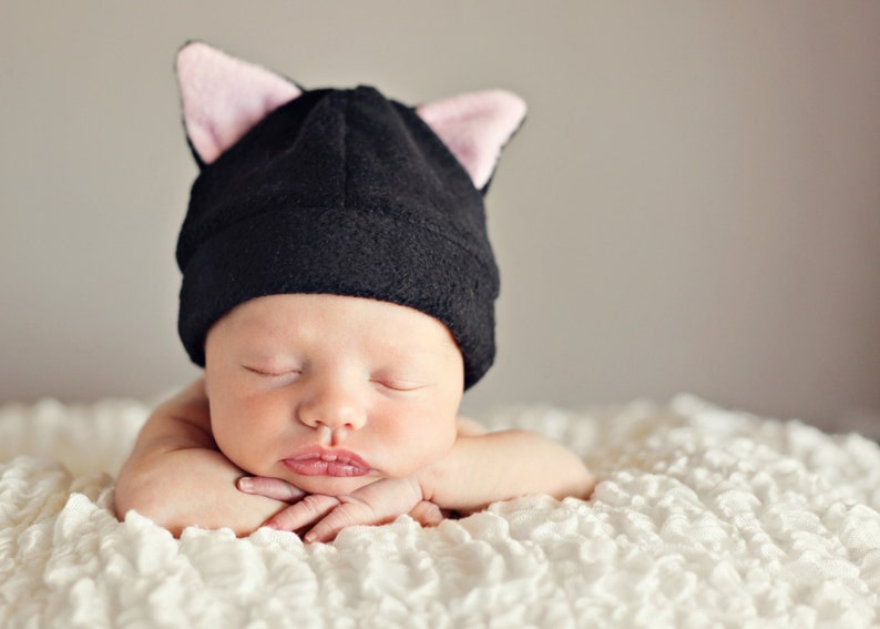 Baby Hat Pattern Bunny Cow Cat Bear Devil Horns Baby Hat Sewing Pattern PDF image 1