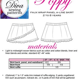 Girls Skirt Pattern 2 to 8 years, Easy to Sew Pull On Panel Skirt, downloadable sewing pattern image 6