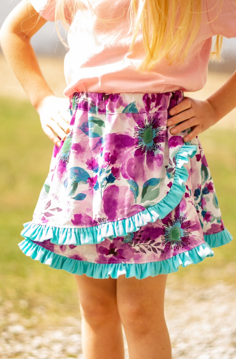 Girls Skirt Pattern 2 to 8 years, Easy to Sew Pull On Panel Skirt, downloadable sewing pattern image 4