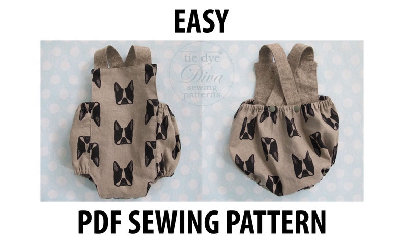 Baby Romper Sewing Pattern PDF Digital Download Baby Boy or Girl Sunsuit Infant Sun Suit Pattern Newborn to 24 months image 2