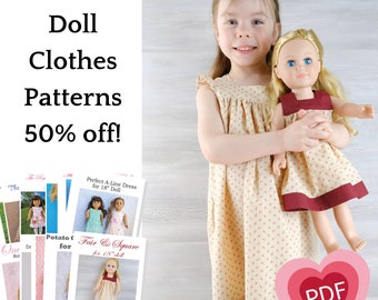 18" Doll Clothes Pattern Bundle - 11 PDF Patterns - SALE - Sewing Pattern Downloadable