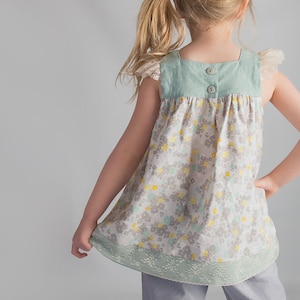 Girls Dress Pattern - Square Neckline Dress and Top pattern, Flutter Sleeve, Downloadable PDF Sewing Pattern 1 to 10 years