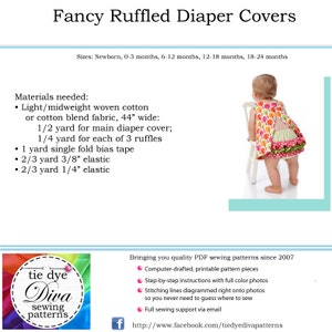 Fancy Ruffled DIAPER COVER sewing pattern Ruffle Back Bloomers for Baby and Toddler Newborn 0 3 6 12 18 24 months Instant Download image 6