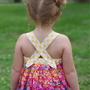 Girls Summer Dress pattern PDF - Cross Back or Halter Straps – Dress Sewing Pattern Download - 12 months to 9/10