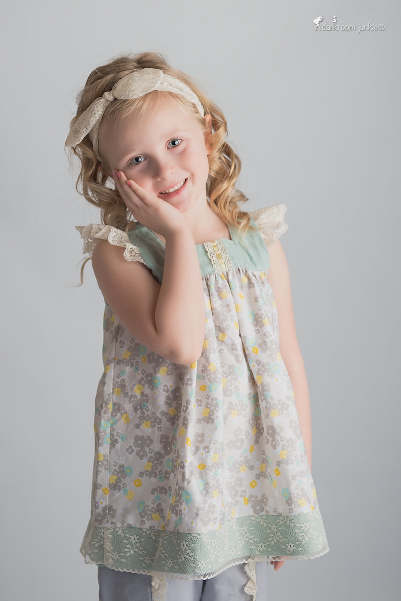 Girls Dress Pattern and Top Pattern Square Neckline Fair & Square Downloadable PDF Pattern size 1 to 10 image 2