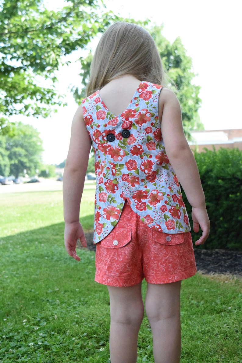 Girls Open Back Top Pattern - Downloadable PDF Pattern Sizes 2 to 10 ...