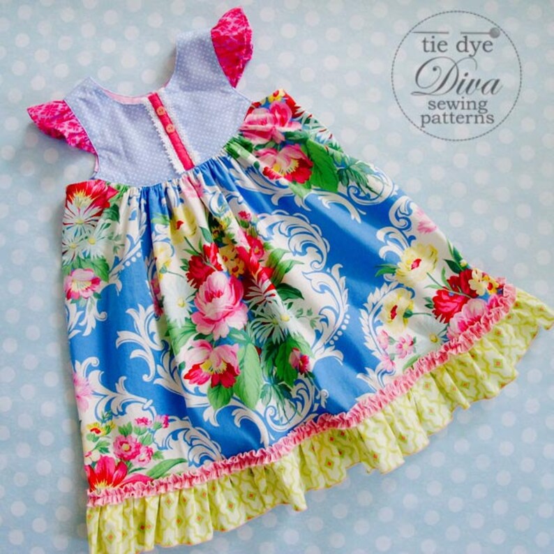 Girls Dress Pattern With Flutter Sleeve Downloadable PDF Etsy