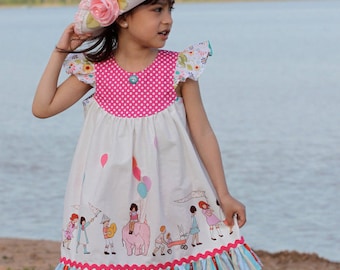 Girls Dress Pattern with Flutter Sleeve - How to Sew the Butterfly Dress PDF Sewing pattern