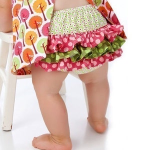 Fancy Ruffled DIAPER COVER sewing pattern - Ruffle Back Bloomers for Baby and Toddler Newborn 0 3 6 12 18 24 months - Instant Download