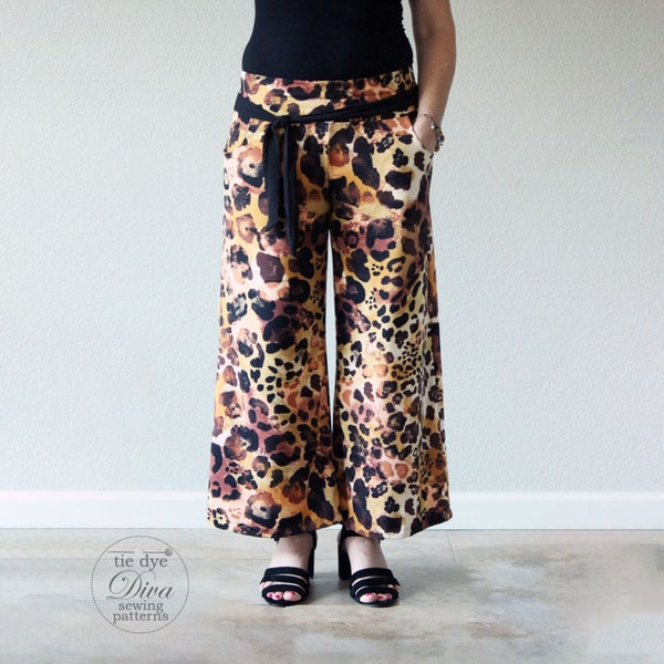 Womens Easy Pants Pattern - Quick Sew Instant Download - Pull On Knit Pants Hi Mid Low Rise Flare or Straight Leg 0 to 24