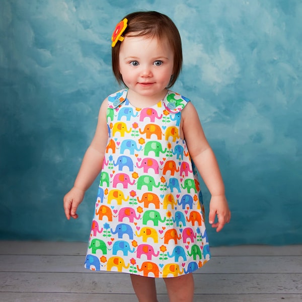 The Perfect A Line Dress pattern - Baby and Toddler 0 to 24 months - Reversible - Digital Sewing Pattern Download