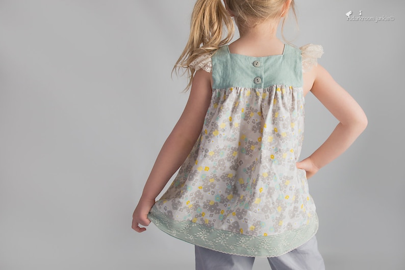 Girls Dress Pattern and Top Pattern Square Neckline Fair & Square Downloadable PDF Pattern size 1 to 10 image 3