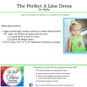 Reversible Baby Dress Pattern PDF The Perfect A Line Dress Pattern for Baby and Toddler 0 to 24 months digital sewing pattern image 5