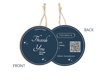 Customizable Thank you card/sticker for small businesses with QR code for feedback.
