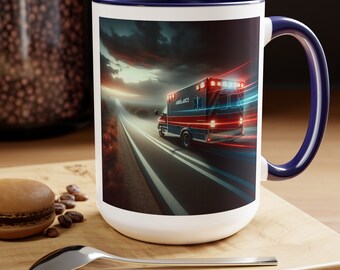 Ambulance Two-Tone Coffee Mugs, 15oz