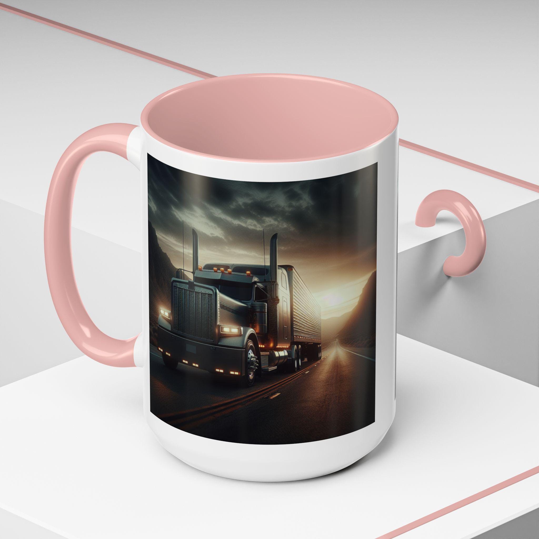 Taza De Café En Forma De Semirremolque - Camión De Cerámica Y Resina, Regalo Original Para Camioneros Y Conductores