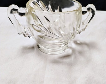 Vintage Sugar Bowl Pressed Glass Indiana Oleander Willow
