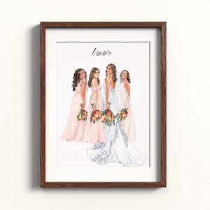 Watercolor Paintings,Wedding Portrait,Hand Drawn Illustration,1st Anniversary Gift,Bridesmaid gift,Handpainted Painting,Venue Portrait,