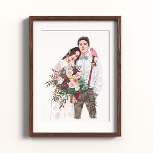 Aangepaste aquarel paar, trouwtekening, geliefde portret van foto, bruiloft, verloving, jubileumcadeau, kerst, gepersonaliseerde cadeaus