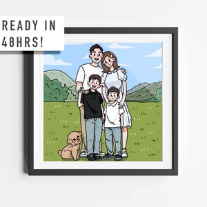 Cute Couple Portrait Drawing，Digital Custom Couple Portrait，Family, Personalized，Anniversary，Wedding Gift,Labor Day Sales,Cartoon wall art