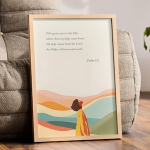 Psalm 121 Bible Verse Wall Art, Christian Wall Art, Christian Gifts, Baptism Gift, , Catholic Gift, Scripture Wall Art, Modern Christian Art